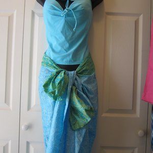 38D Turquoise Tankini top & Swimsuit cover with matching carrying bag